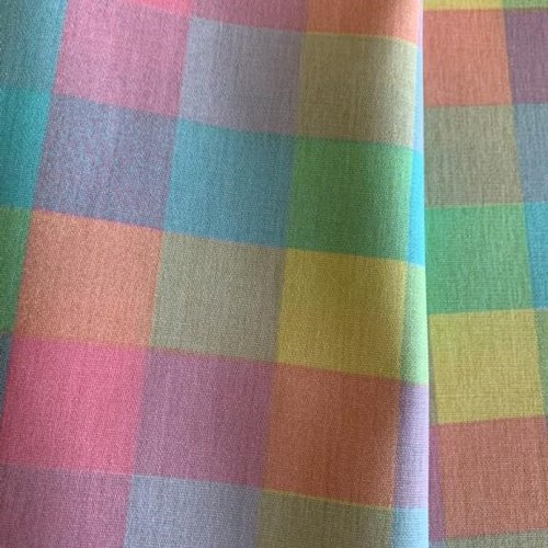 Tissu coton, imprimé de grands carreaux pastels, de 2.5 cm, douceur, printemps, vente par multiples de 25 cm/150 cm