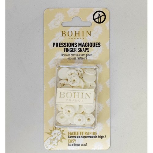 Boutons pression magiques, sans pince, 13 mm, de couleur blanche, 8 par boite, vente au paquet de 8