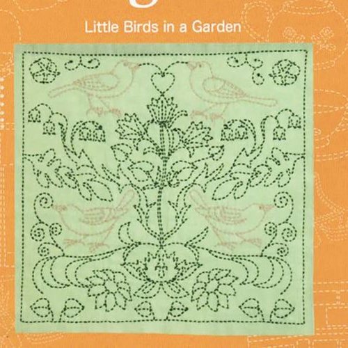 Kit de broderie sashiko, représente ce pays : england, little birds in a garden de tulip, vente par kit