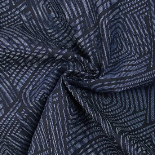 Tissu jean's en coton et élasthanne, imprimé tourbillon, fond marine, italie, vente par 50 cm sur 145 cm de laize