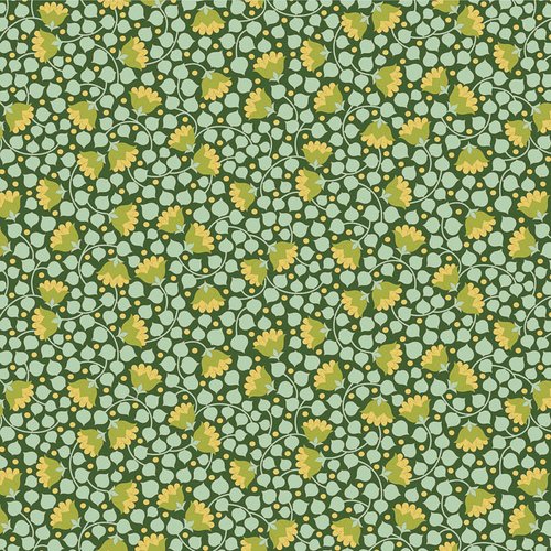 Nouveau ! tissu tilda, coton, 110 cm de laize, collection bellflower pine, tons de vert, vente par 50 cm de haut