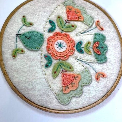 Nouveau : kit feutrine, la colombe, de cinnamon patch, sur tambour de 16 cm, fini, vente à la pièce
