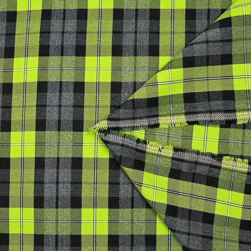 Tissu flashy, vert pomme et gris, blanc et noir, en polycoton, pour toute création, vente par 25 cm sur 150 cm de laize