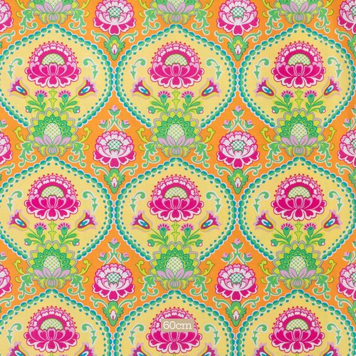 Tissu coton 100 %, haut de gamme, michael miller, style indien, joliment coloré, vente par 25 cm/110 cm de laize