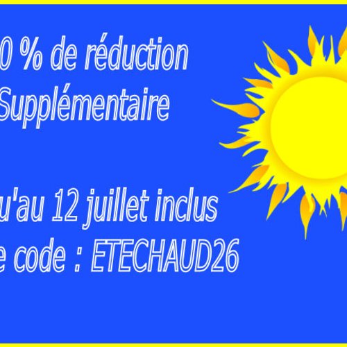 10 % de réduction supplé. sur toute la mercerie avec le code etechaud26 >> 12-07, puis vacances