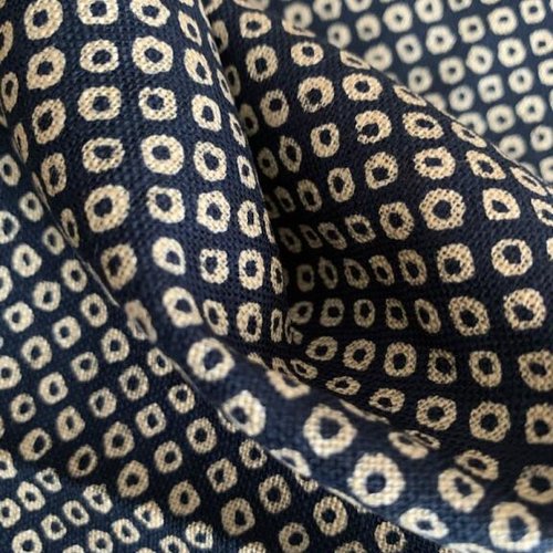 Nouveau tissu japonais, de grande qualité, sevenberry, coton marine et écru, vente par 25 cm de haut sur 110 cm de laize