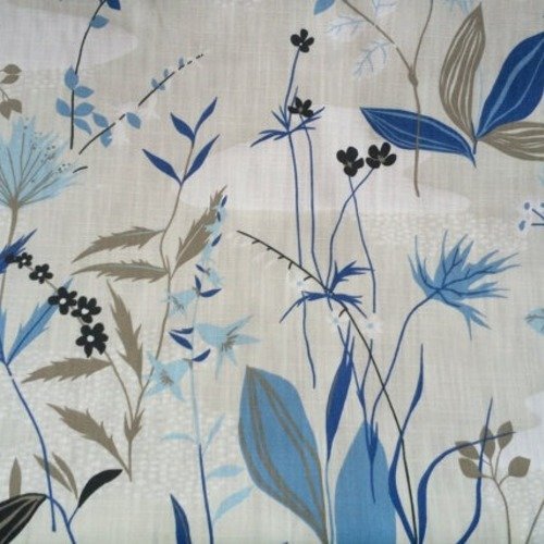 SCANDI Jardin popeline-Bleu sur Blanc-Tissu de coton couture quilting