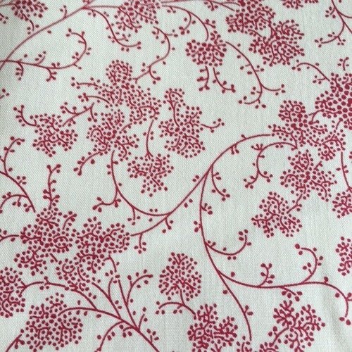Tissu 100 % coton, patchwork, quilting, ambiance campagne, fleurs rouges sur naturel, neuf, 65/50 cm