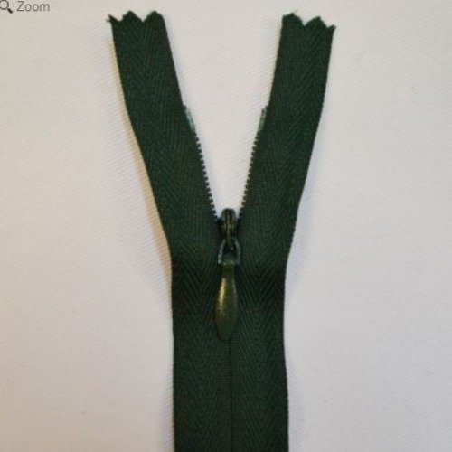 Fermeture à glissière ykk invisible et robuste, 2 cm de large, 24 cm de long,  22 cm de zip, vert bouteille, neuve,  eu
