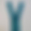 Fermeture à glissière ykk invisible et robuste, 2 cm de large, 24 cm de long, 20 cm de zip, turquoise soutenu, neuve, eu