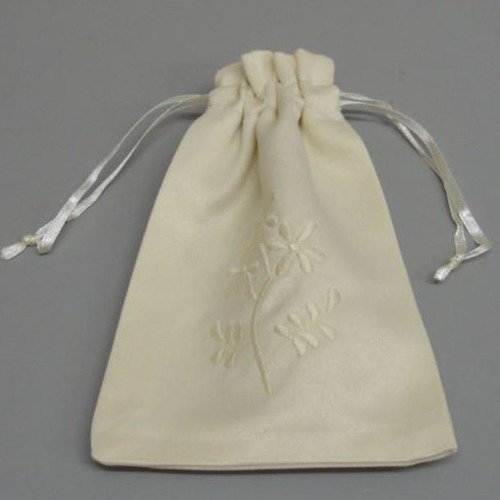 Petit sac pour les friandises, beige, il mesure 15.5/11.5 cm, en polyester, brodé, vente à la pièce
