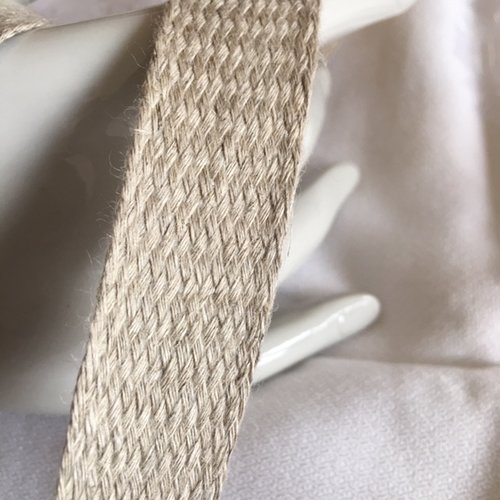 Galon tressé plat, en 100 % lin, 24 mm de large, pour sacs, embellissements, vendu au mètre