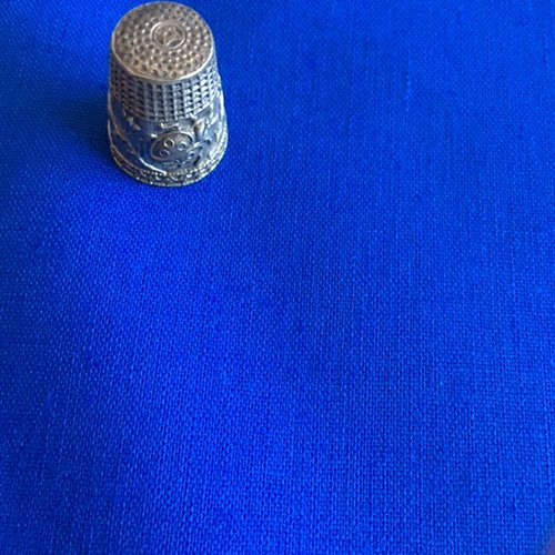 Tissu stof lin - coton uni 150 cm de large, couleur bleu, pour vêtements, intérieur, vente par 25 cm de haut