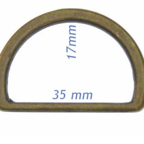Demi-anneau, en métal couleur bronze, 35 mm, 17 mm, pour sac, bretelle, chaussure, vente à l'unité
