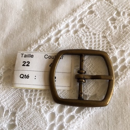 Boucle de ceinture, en métal, couleur bronze, 3/3 cm, 22 mm pour tissu, vente à l'unité