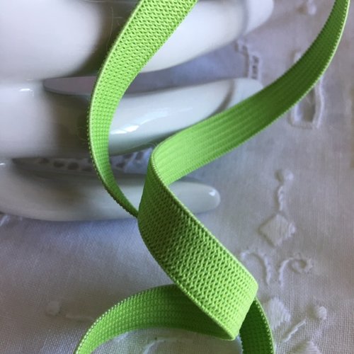 Elastique, ou élastique, de couleur vert mousse, large de 1 cm, polyester et latex, vente au mètre,