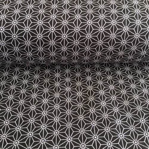 Tissu en coton, stof, motifs asanoha, tons de gris, large de 112 cm, vente par 25 cm de haut