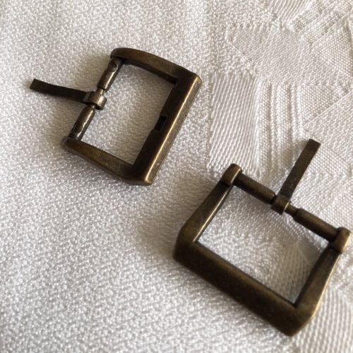 Boucle de ceinture, environ 2 cm / 3 cm, en métal, couleur bronze ancien, neuve, vendue à l'unité