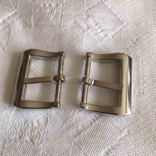 Boucle de ceinture, environ 2 cm / 3 cm, en métal argenté, neuve, vendue à l'unité