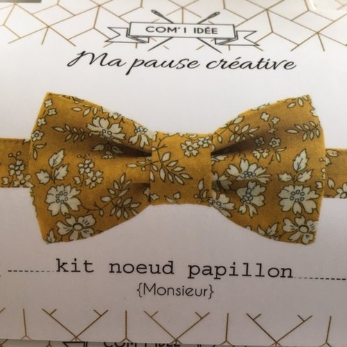 Idée kdo ! nœud papillon en kit, en tissu liberty fabric, capel moutarde,  com"1 idée, vendu par kit