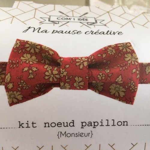 Idée kdo ! nœud papillon en kit, en tissu liberty fabric, tissu liberty capel rouge, com"1 idée, vendu par kit