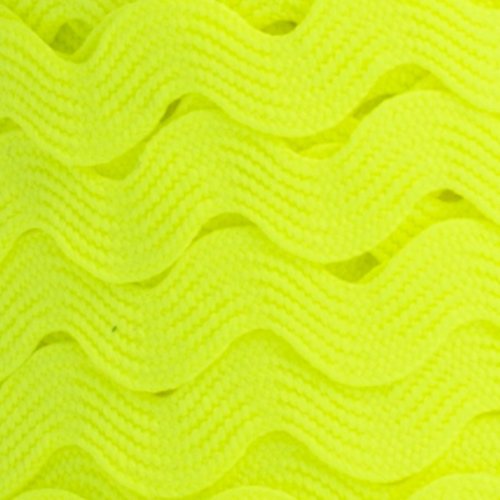Ruban de croquet, 10 mm de large, serpentine, en 100 % polyester, jaune fluo, pour toutes finitions, vente au mètre