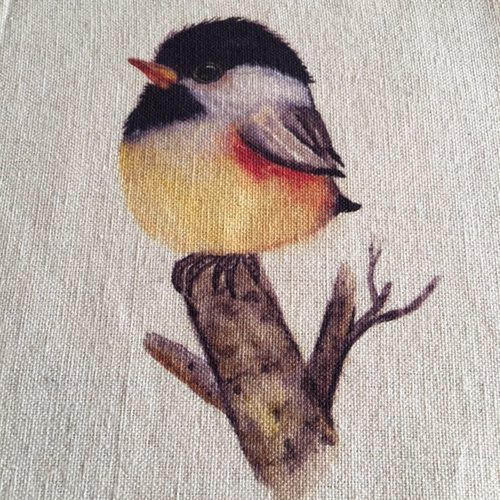 Customisation, appliqué en toile de coton, 19/19 cm, magnifique oiseau orangé, 9/14 cm, à l'unité