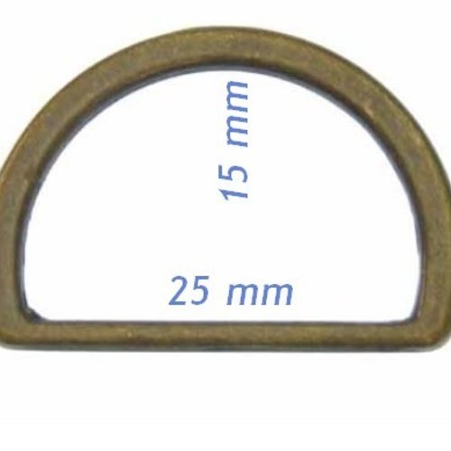 Demi-anneau, en métal couleur bronze, 25 mm, 15 mm, pour sac, bretelle, chaussure, vente à l'unité