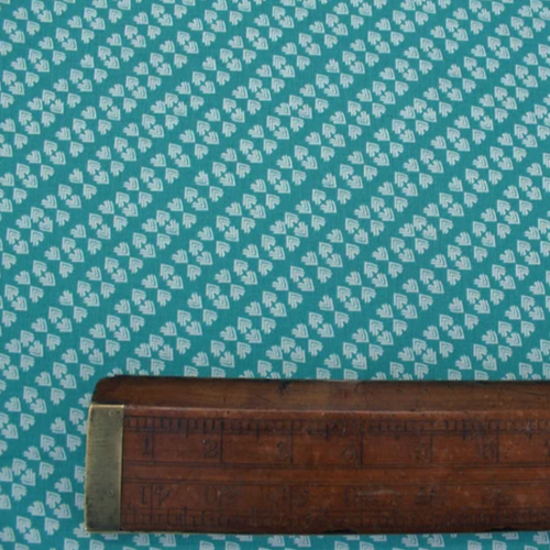 Tissu anglais, en coton, turquoise, avec des guillemets, blancs, vente par 25 cm/112 cm