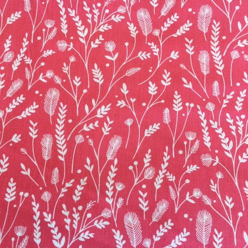 Tissu, en 100 % coton, de la maison dashwood, "cucoo's calling" rose et blanc, vente par 25/112 cm