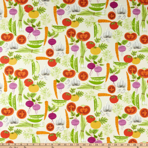 Coupons de tissu, andover fabricant, avec des légumes peints et dessinés, vente par 55/45 cm