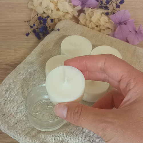 Bougie chauffe-plat cire végétale et réutilisable