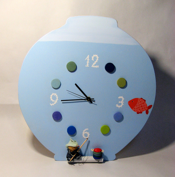 Pendule horloge bois "l'aquarium de mr otto" - Un marché