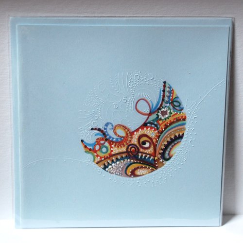 Carte dentelle aquarelle, bleu tendre, n°17