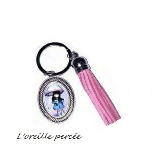 Porte clé cabochon petite fille