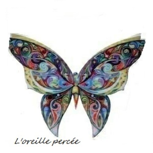 Grande broche papillon coloré