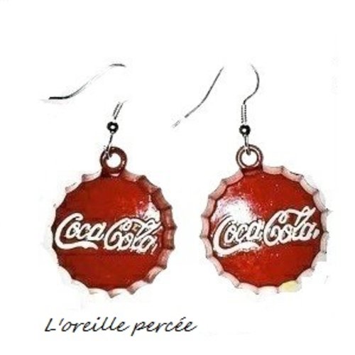 Boucle d'oreille capsule coca rouge