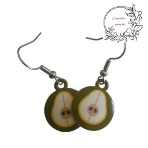 Boucle d'oreille motif poire