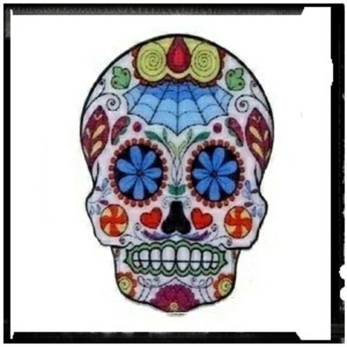 Grande broche tête de mort mexicaine colorée