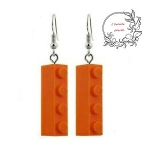 Boucle d'oreille brique orange