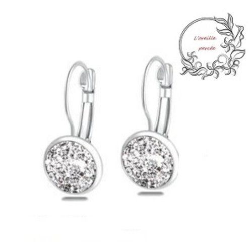 Boucle d'oreille cabochon druzy argent argent 925