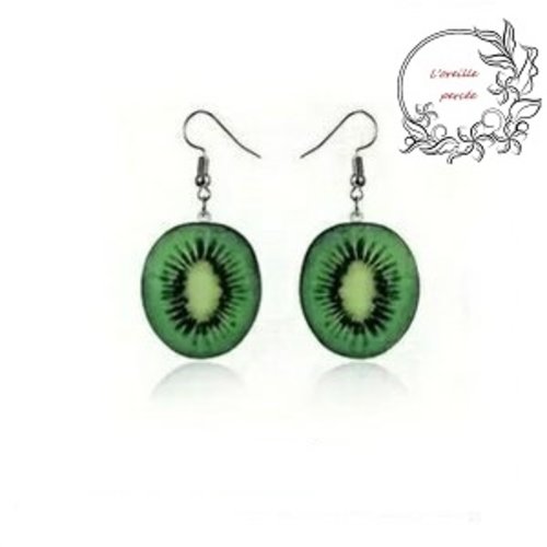 Boucle d'oreille tranche de kiwi
