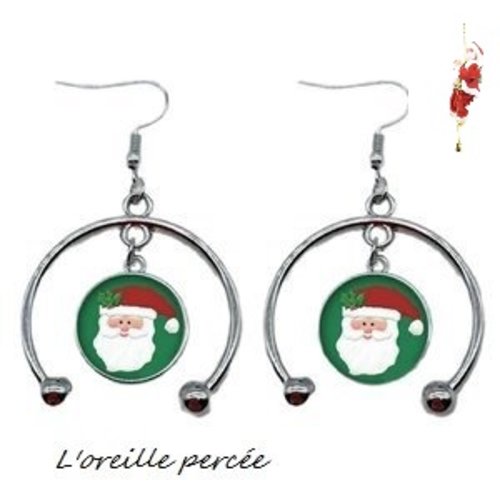 Boucle d'oreille cabochon père nöel 16mm