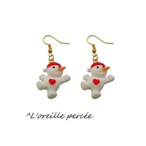 Boucle d'oreille bonhomme de neige