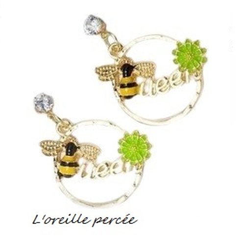 Boucle d'oreille abeille