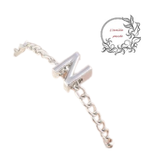 Bracelet argenté lettre alphabet n