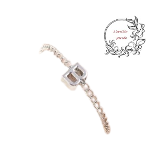 Bracelet argenté lettre alphabet b