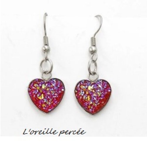 Boucle d'oreille coeur rouge