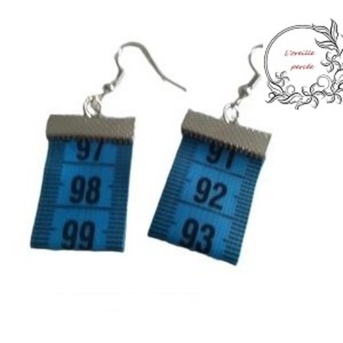Boucles d'oreilles mètre ruban bleu