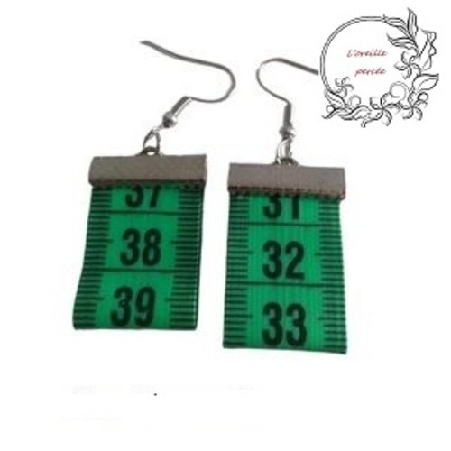 Boucles d'oreilles mètre ruban vert